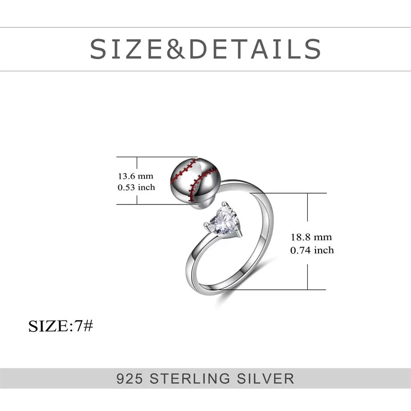 Sterling Silver Fidget Anxiety Ring for Women Spinner Ring Open Adjustable for Anxiety Relieving Stress Women Girl