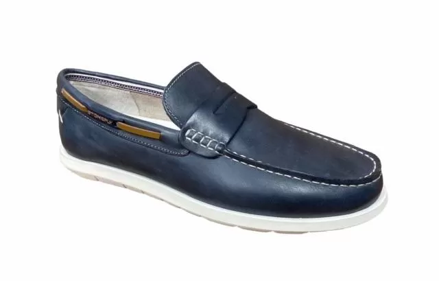 Stonefly men's moccasin shoe Santiago 2 Calf 213726 03G blue