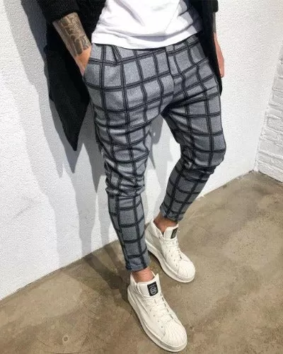 Streetwear Trousers Plaid Mens Pants