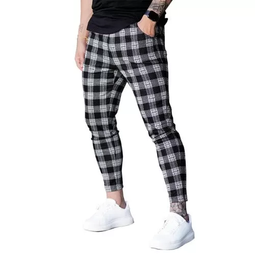 Streetwear Trousers Plaid Mens Pants