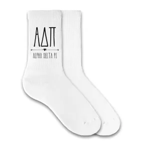 Stylized Sorority Letters and Name Crew Socks