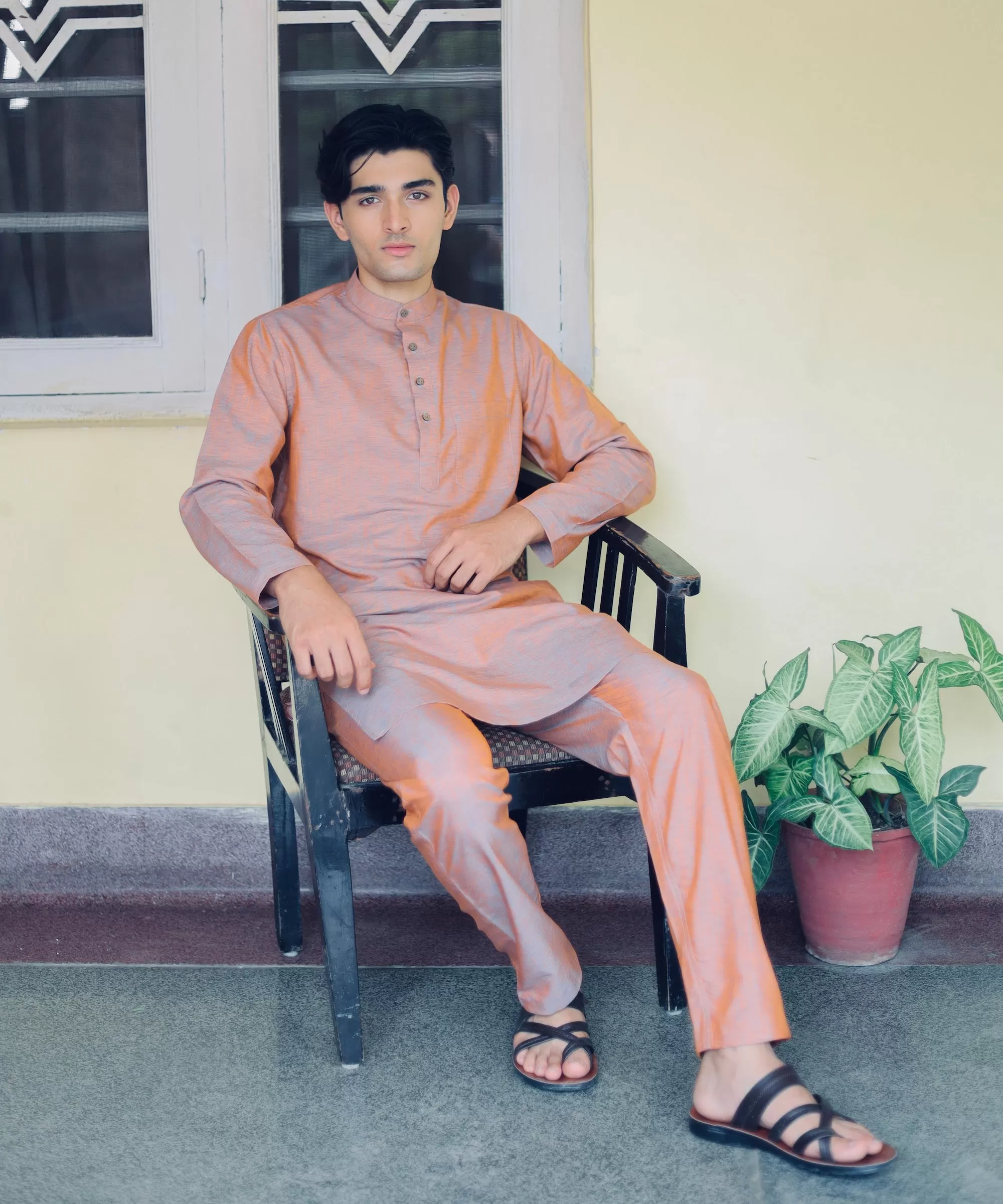 Sunset Spice Linen Kurta Pyjama Set