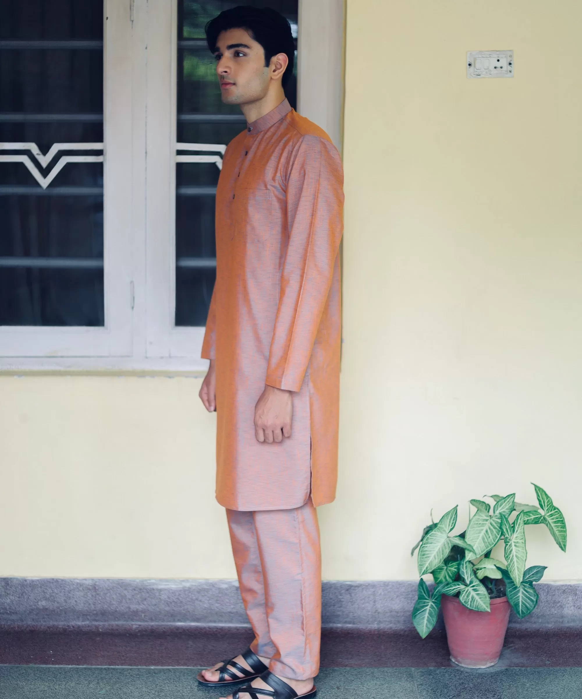 Sunset Spice Linen Kurta Pyjama Set