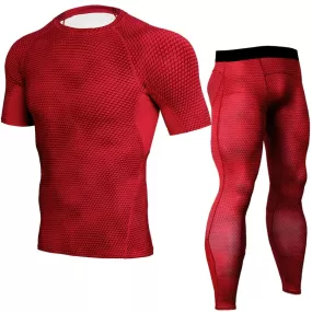 T-shirt pants Running Sets Men Sport Tights Compression Suits