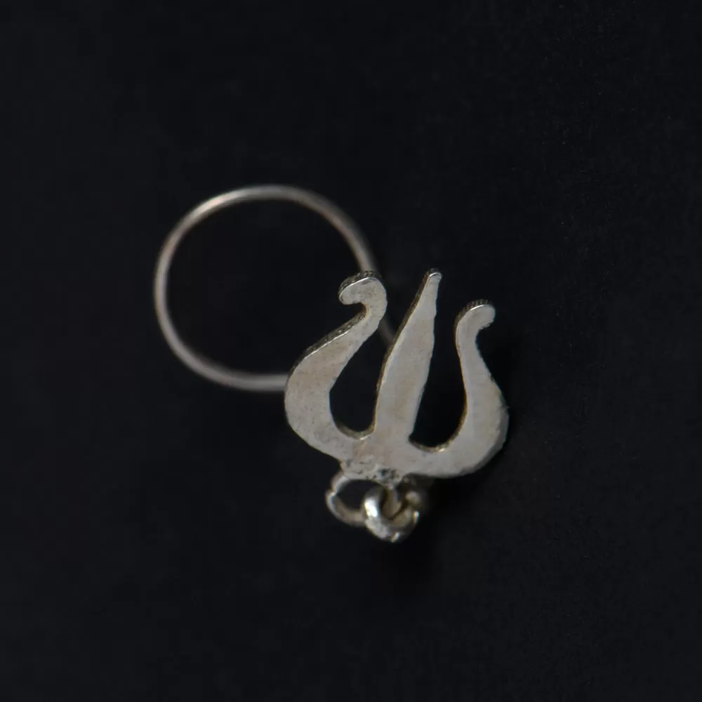 Trishool Sterling Silver Nose Pin