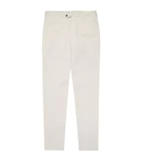 Trunk Welbeck Flat Front Cotton Trousers: Bone