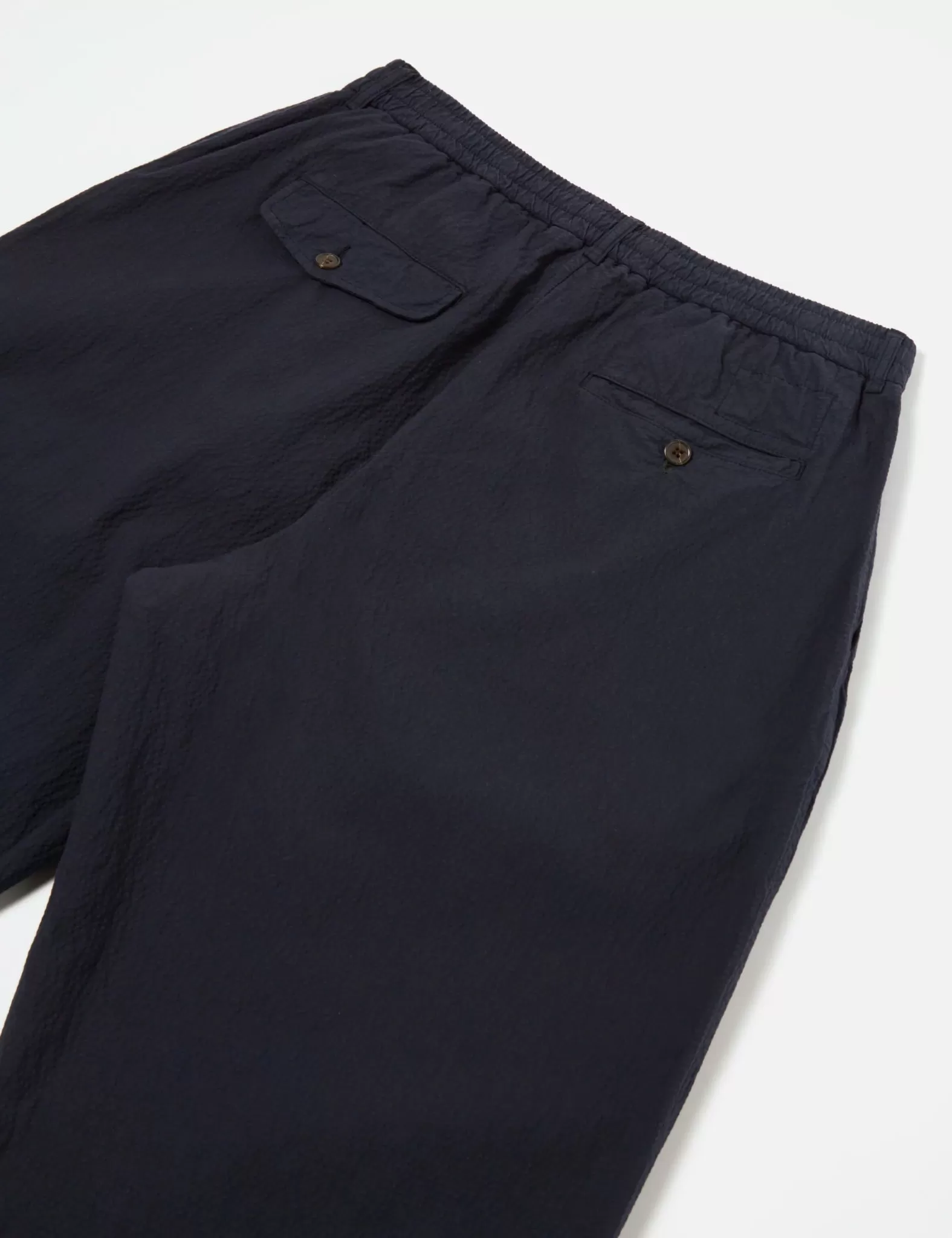 Universal Works Pleated Track Pant (Seersucker) - Navy Blue