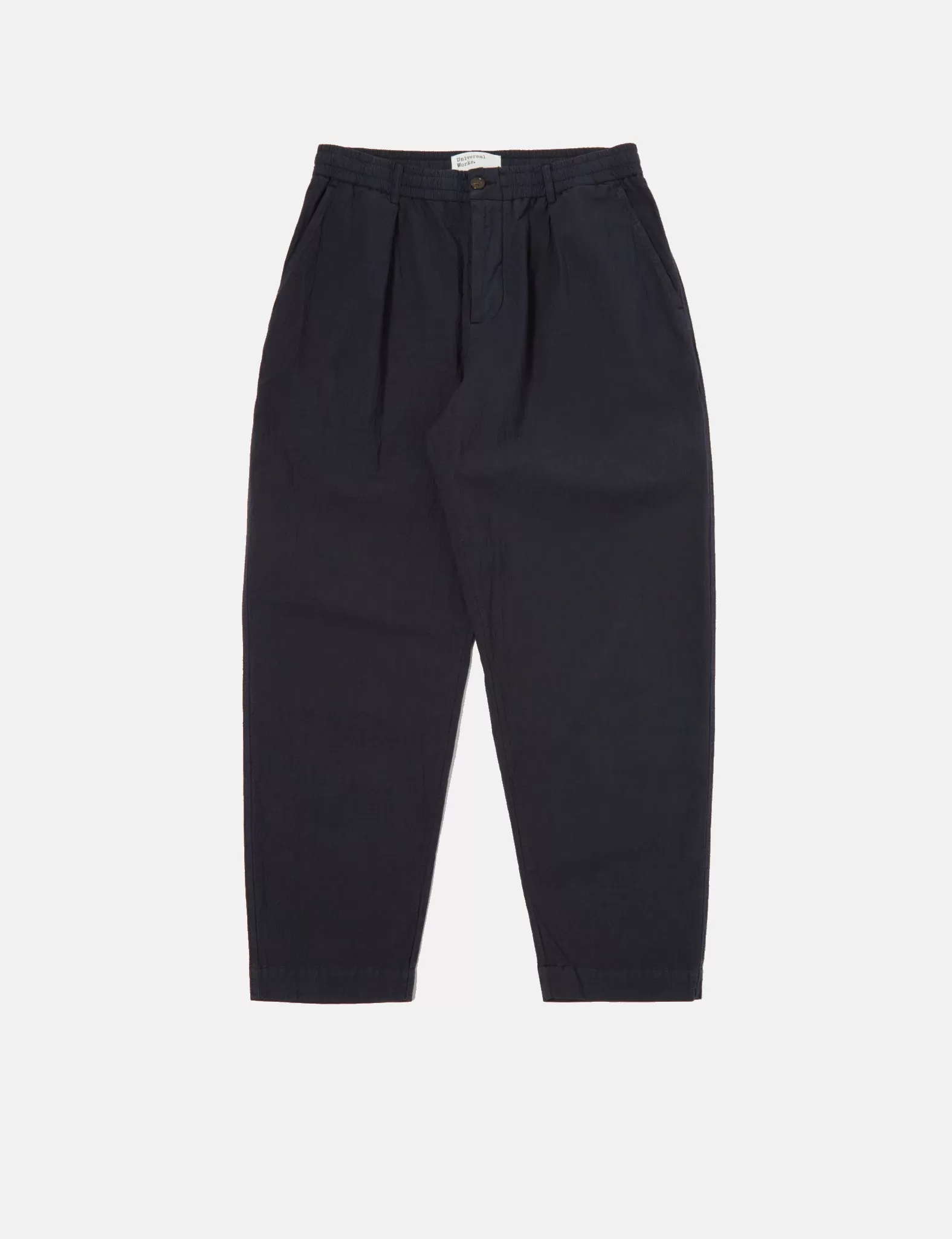 Universal Works Pleated Track Pant (Seersucker) - Navy Blue