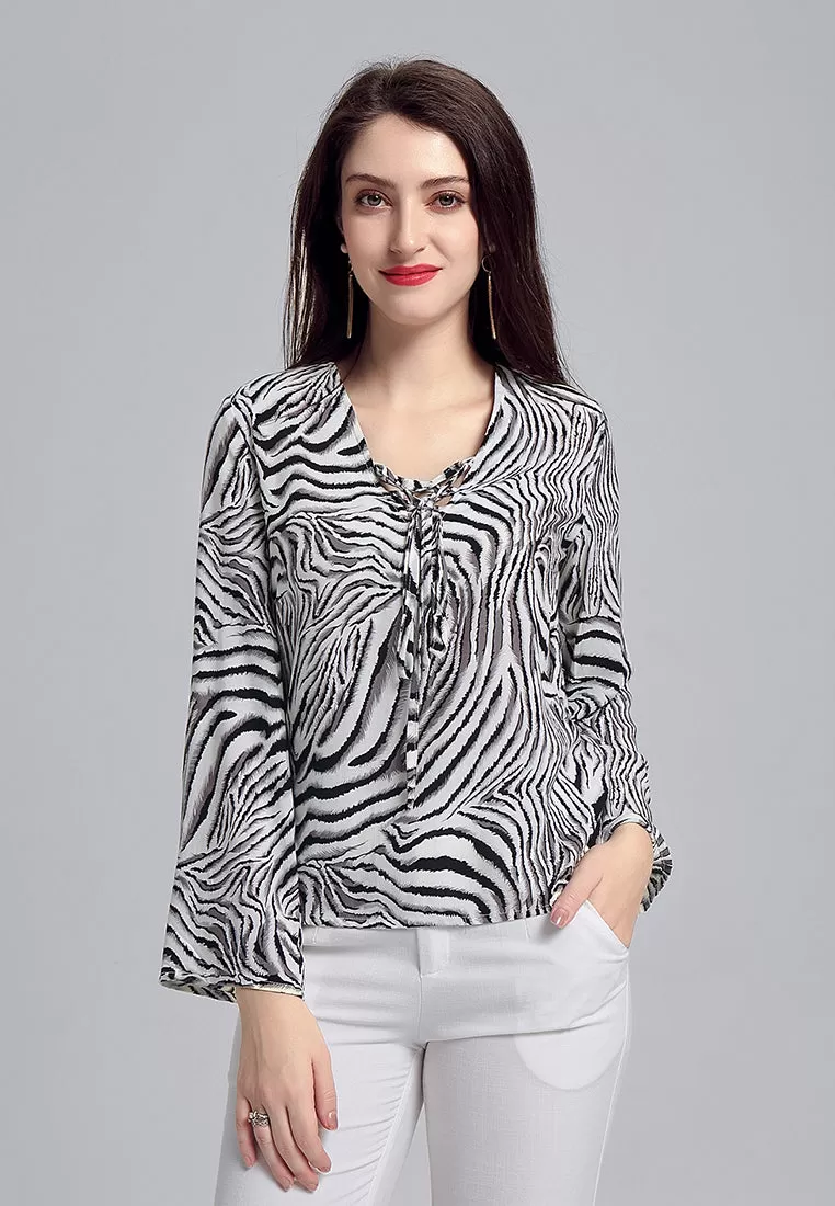 v neck blouse with front knot