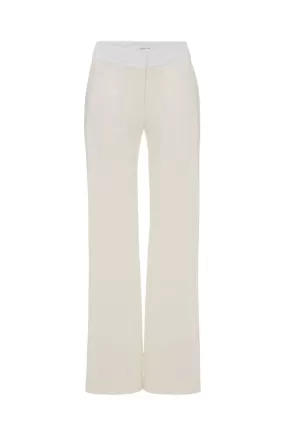 Victoria Beckham Textured Wool Side Panel Trousers - Off White