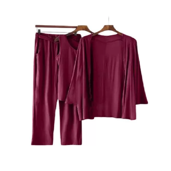 Vintage 3 Piece Night-Dress-Maroon