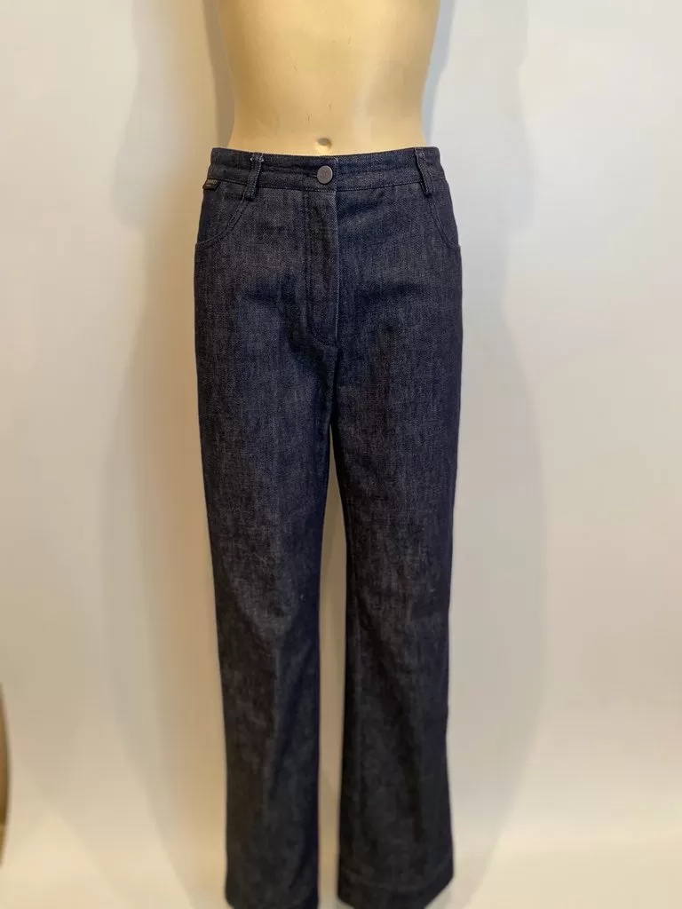 Vintage Chanel 99P, 1999 Spring denim blue jeans pants trousers FR 38