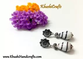 White Dangler Earrings with Stud