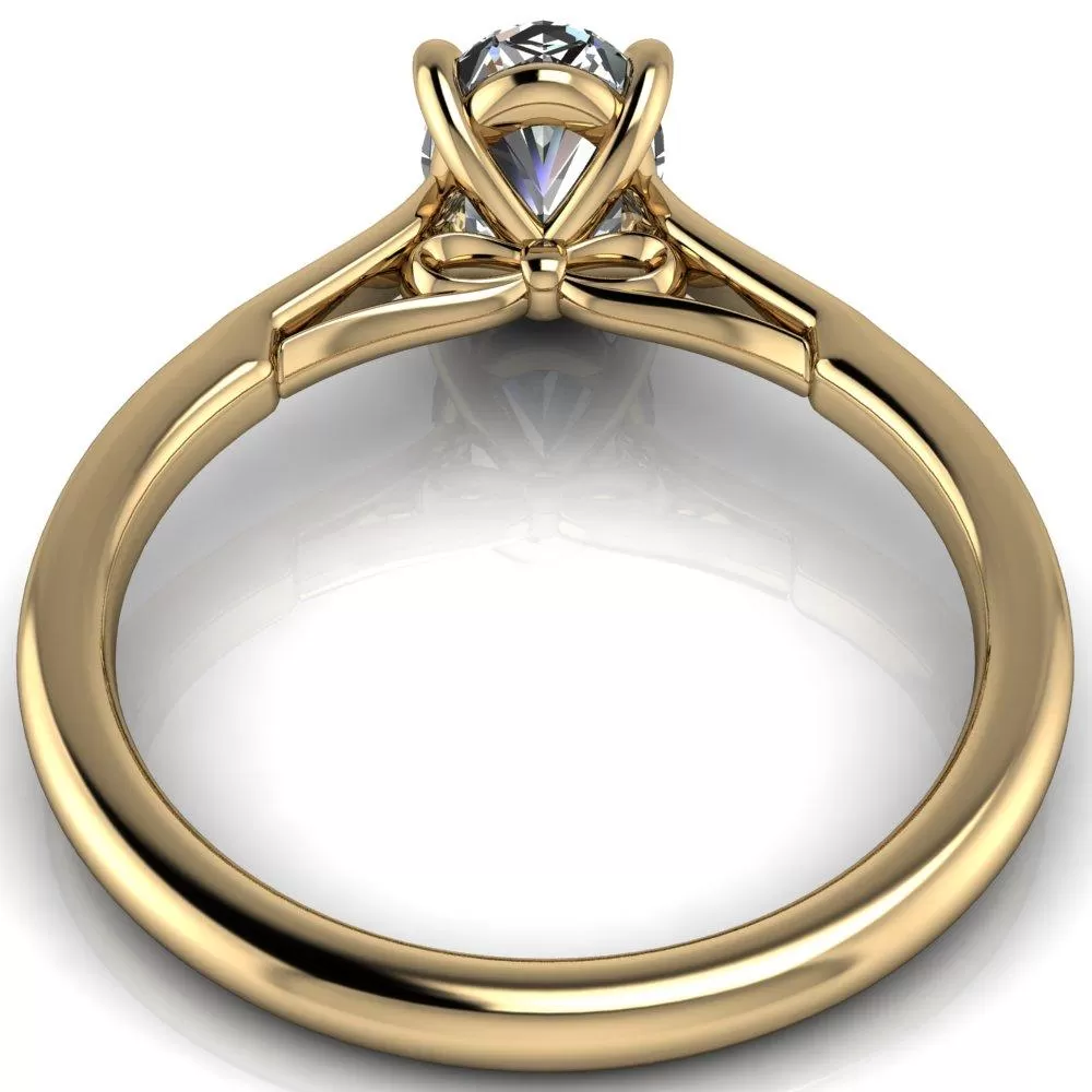 Willie Oval Lab Grown Diamond Center Stone Bow Under Cathedral Engagement Ring