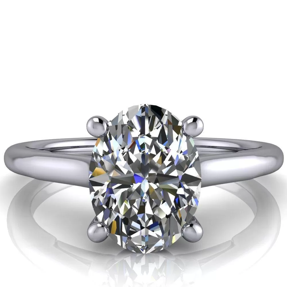 Willie Oval Lab Grown Diamond Center Stone Bow Under Cathedral Engagement Ring