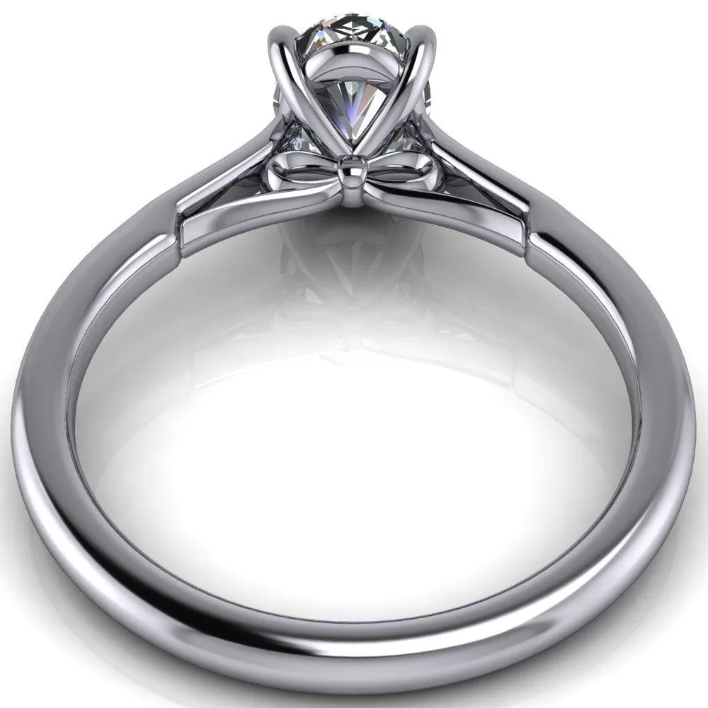 Willie Oval Lab Grown Diamond Center Stone Bow Under Cathedral Engagement Ring