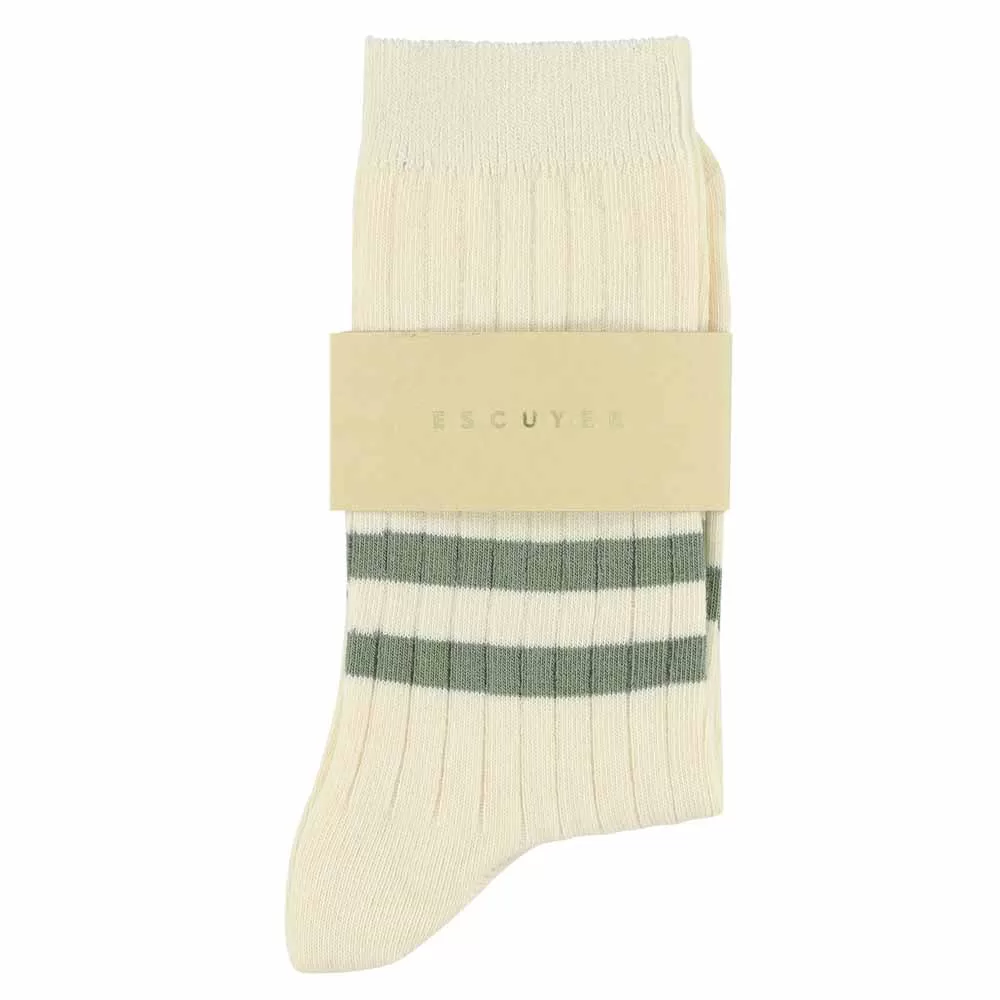 Women Stripes Ecru / Green