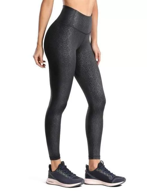 Women'S Matte Coated Faux Leather Texture Legging Workout Leggings Sport Women Fitness Mesh Tight Pants With Drawcord