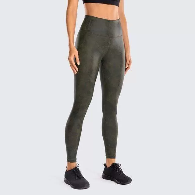 Women'S Matte Coated Faux Leather Texture Legging Workout Leggings Sport Women Fitness Mesh Tight Pants With Drawcord