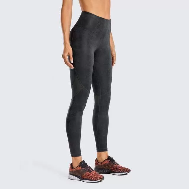 Women'S Matte Coated Faux Leather Texture Legging Workout Leggings Sport Women Fitness Mesh Tight Pants With Drawcord