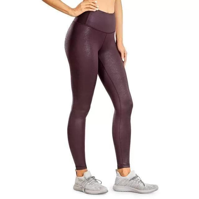 Women'S Matte Coated Faux Leather Texture Legging Workout Leggings Sport Women Fitness Mesh Tight Pants With Drawcord