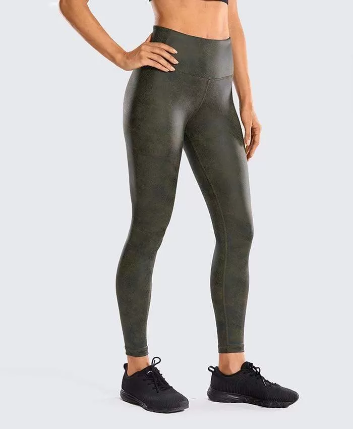 Women'S Matte Coated Faux Leather Texture Legging Workout Leggings Sport Women Fitness Mesh Tight Pants With Drawcord