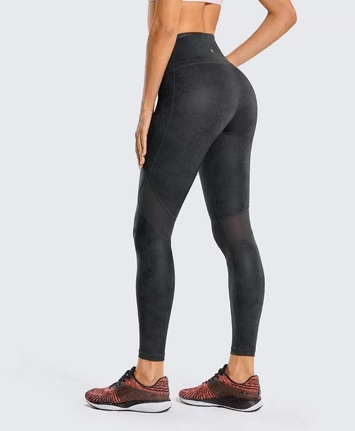 Women'S Matte Coated Faux Leather Texture Legging Workout Leggings Sport Women Fitness Mesh Tight Pants With Drawcord