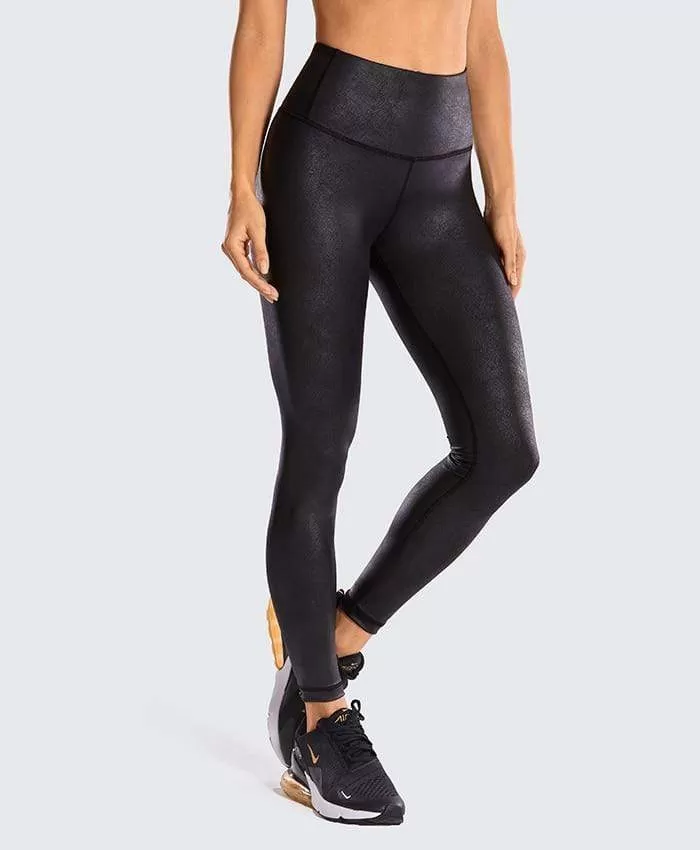 Women'S Matte Coated Faux Leather Texture Legging Workout Leggings Sport Women Fitness Mesh Tight Pants With Drawcord