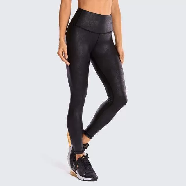 Women'S Matte Coated Faux Leather Texture Legging Workout Leggings Sport Women Fitness Mesh Tight Pants With Drawcord