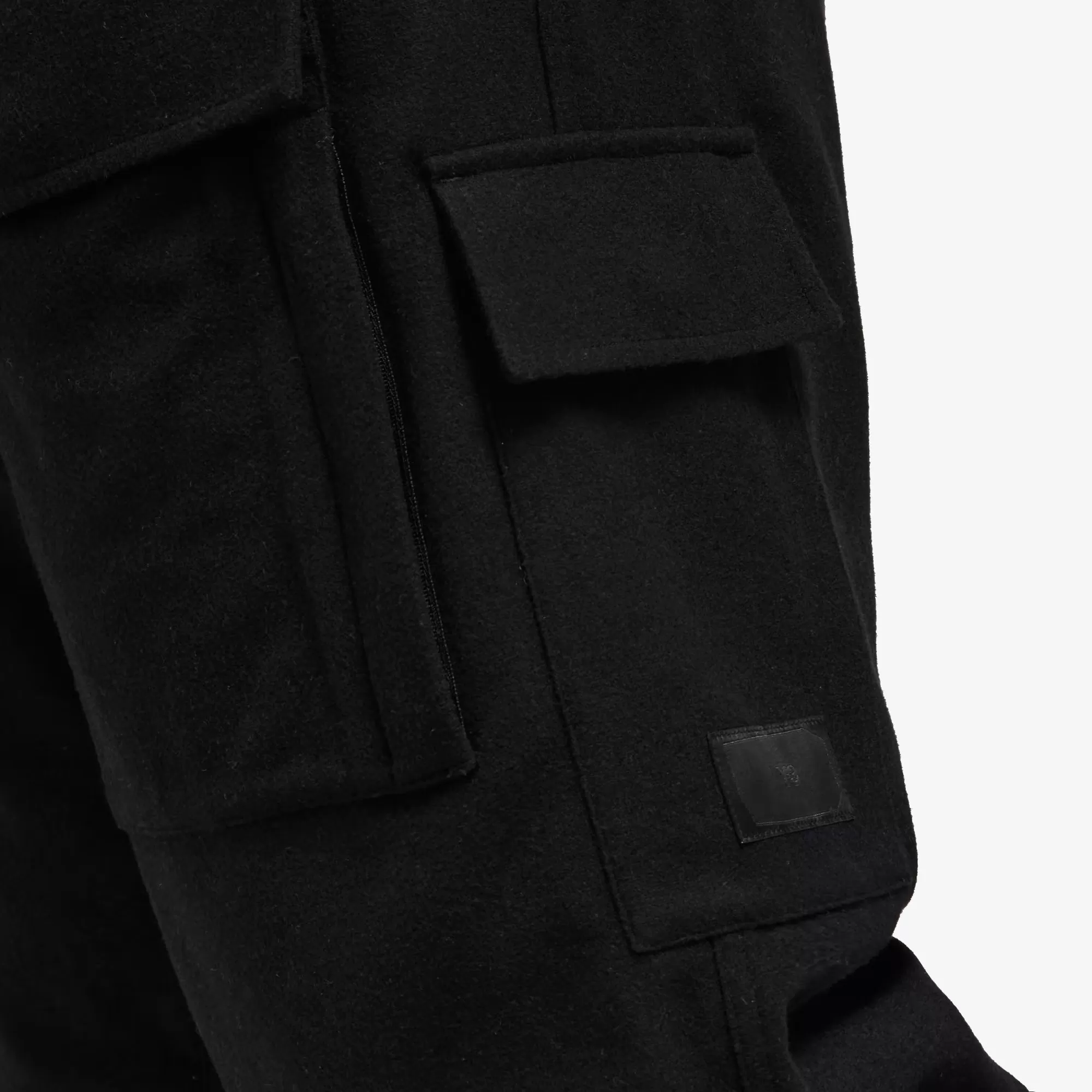 WOOL FLANNEL CARGO PANTS 'BLACK'