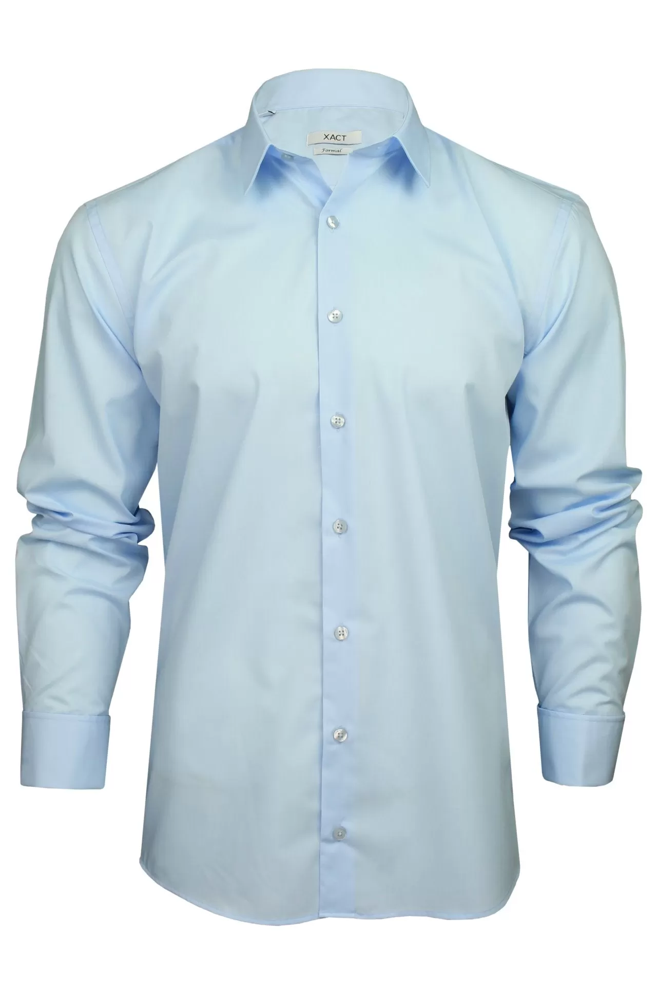 Xact Men's Plain Poplin Formal Shirt with Double/ French Cuff and Cuff Links