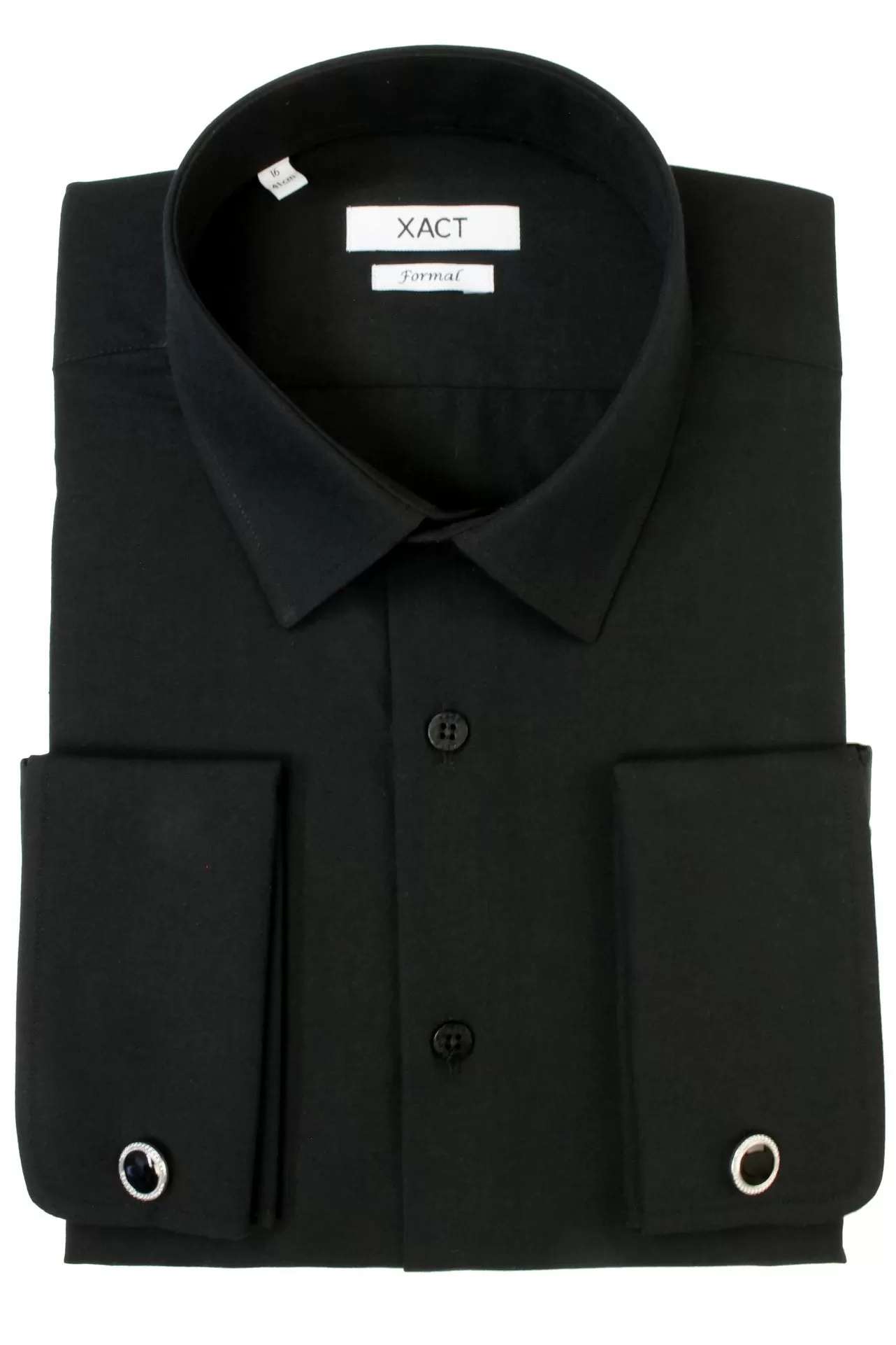 Xact Men's Plain Poplin Formal Shirt with Double/ French Cuff and Cuff Links