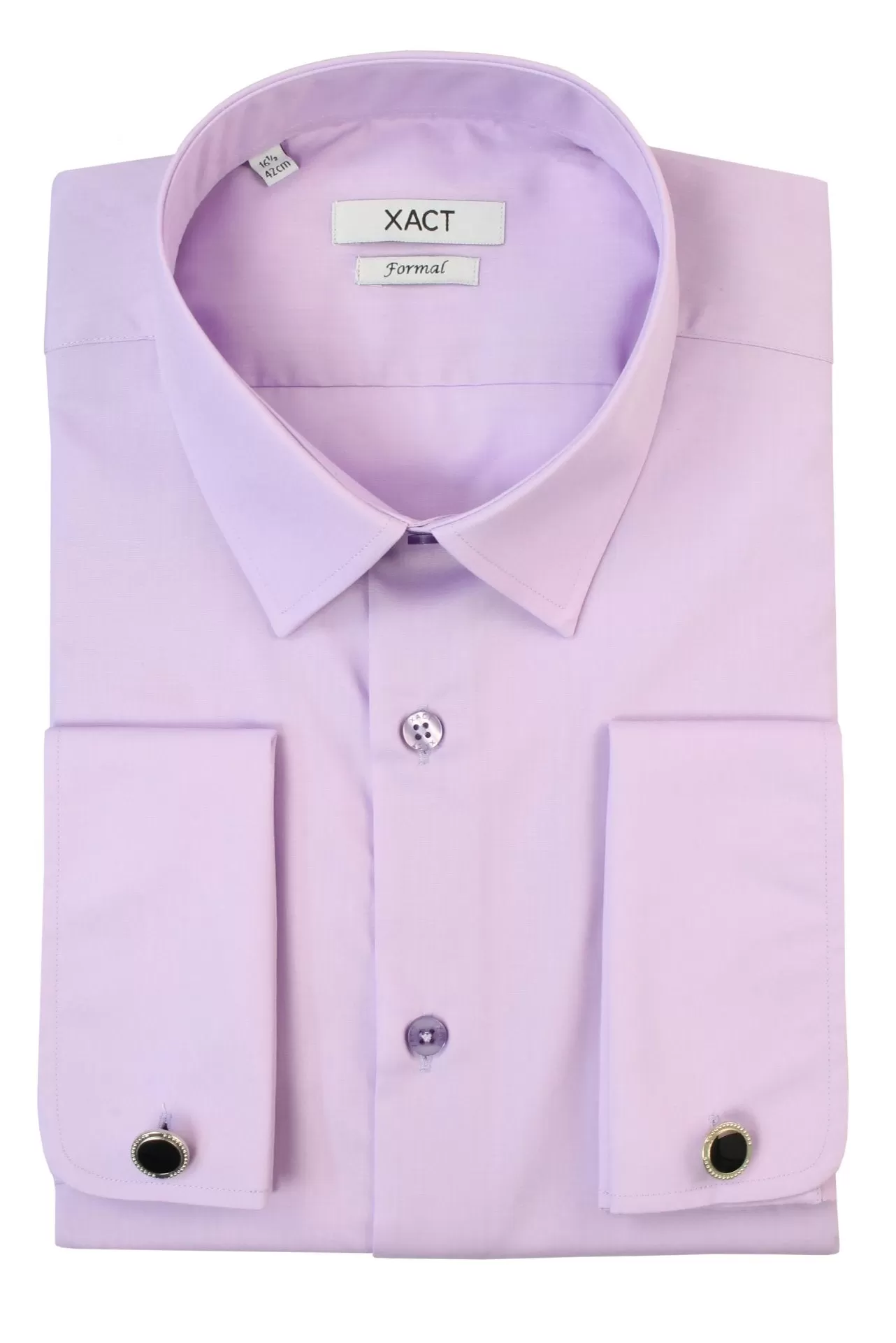 Xact Men's Plain Poplin Formal Shirt with Double/ French Cuff and Cuff Links